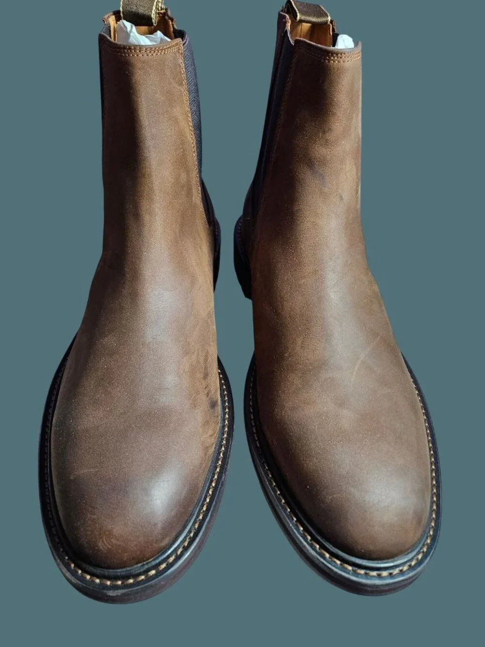 Quince Cow Leather Chelsea Rugged Lug Sole Pull Tab Boots Men Size 13